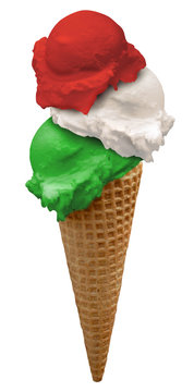 ice cream italien / grün, weiß , rot