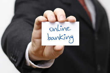 Karte oder Schild mit online banking
