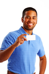 Person Holding a Business Card