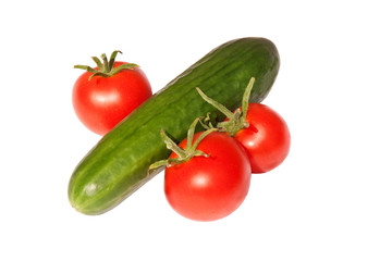 Ripe Shirley tomatoes & a cucumber