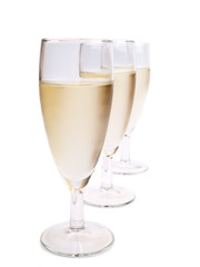 Glasses with white wine and white grape