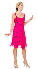 Beautiful young woman in pink dress