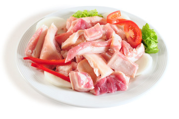 Raw pork meat. Clipping path