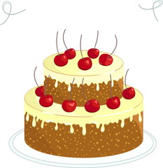 Realistic chocolate cake with cherry