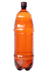 brown plastic bottle with cap isolated on white