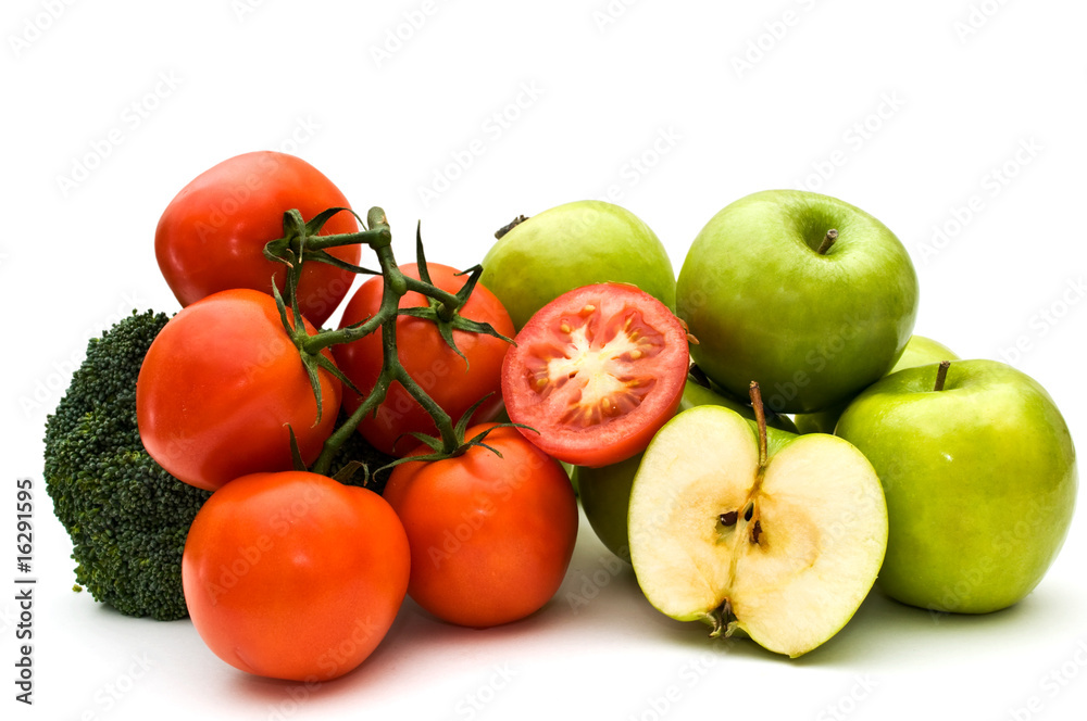 Wall mural vegetables and fruits.