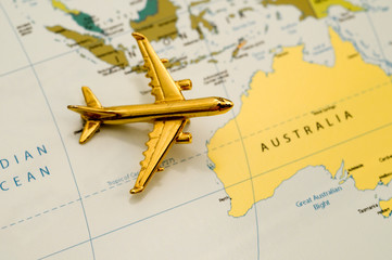 Fototapeta na wymiar Plane Going to Australia