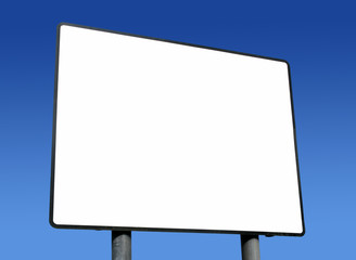 Fototapeta premium Big blank white sign ready for text and blue sky.