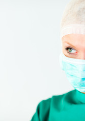 Close-up of a young female surgeon