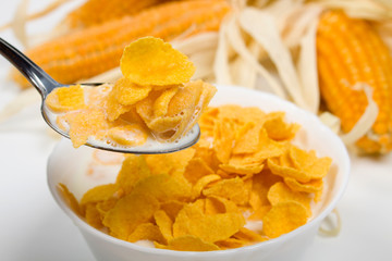 Corn cereals served for breakfast
