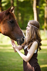 Fototapeta premium Girl with horse