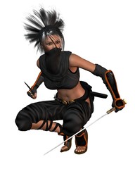 Female Fantasy Ninja - crouching © Algol