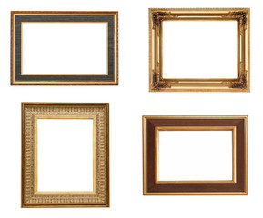 Golden picture frames, isolated on white