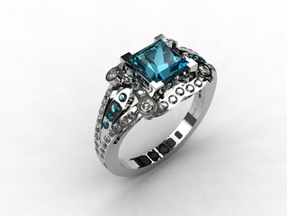 Platinum princess topaz engagement ring
