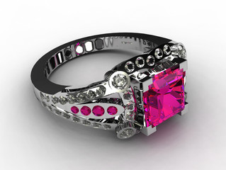 Platinum rose sapphire rngagement ring
