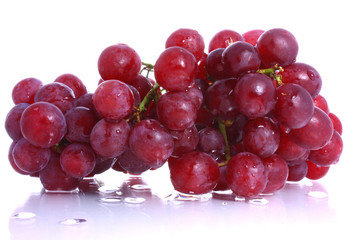 Bunch of wet red grapes