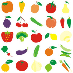 fully editable vector fruits and vegetables with details