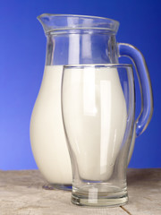 Milk jug close to glass