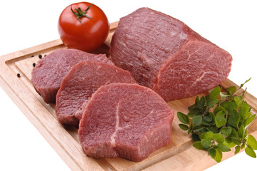 Fresh raw beef isolated on white background
