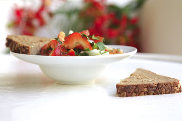 tomato salad and rye bread