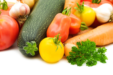 bio fresh vegetables on white background