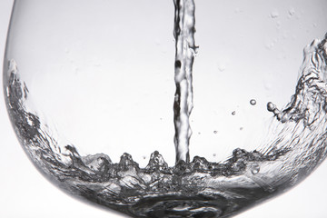 pouring water to the container with white background