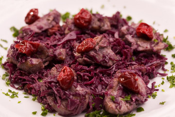 Pork with red cabbage and crandberry