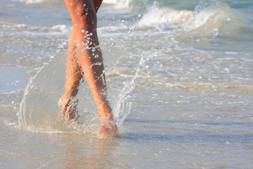 girl walking in water