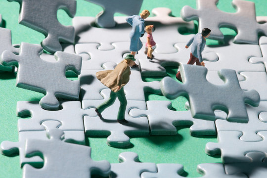 Stormy jigsaw with persons