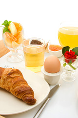 Delicious breakfast over white background