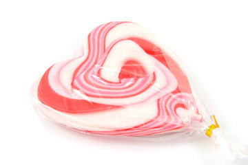 Candy lollipop in the shape of hearts