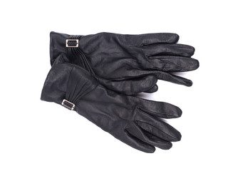 Black leather gloves