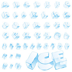fully editable vector 3d ice alphabet - capitals and numerals