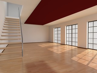 raum, treppe