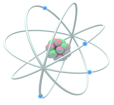 Atom on white isolated background