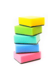 color sponges on white background.