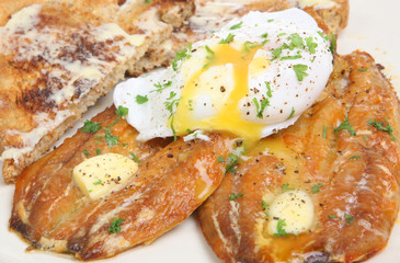 Kippers and Poached Egg Breakfast © Joe Gough