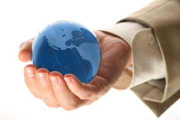 world in hand and global internet and business