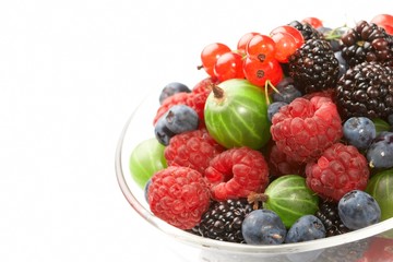 Fruit mix in the glass container