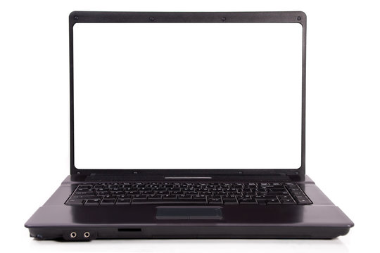Modern and stylish black laptop isolated on white