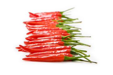 Red chili peppers isolated on the white