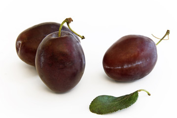 Plums and leaf
