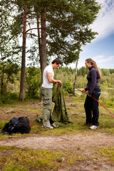 Setting up Tent