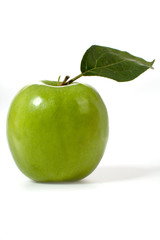 Green  apple with green leaf