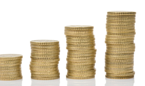 Four piles of money