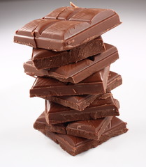 stacked chocolate peices.