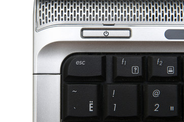 Black laptop keyboard close up view