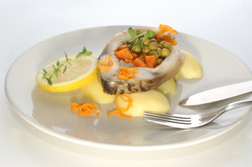carp fillet with potato and vegetable
