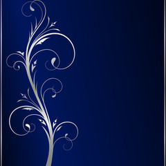 Elegant dark blue background with silver floral elements