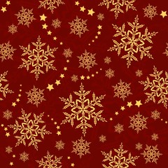 Naklejka na ściany i meble Seamless snowflakes and stars, winter pattern